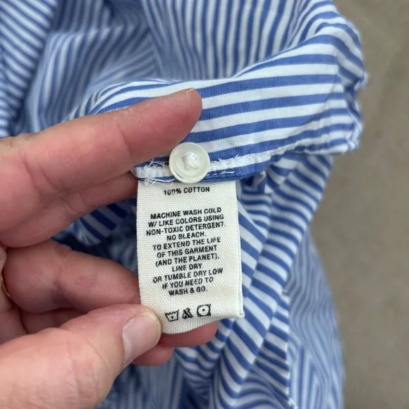 Alex Mill Wash & Go Striped Cotton Pullover Collared Half Button Up Blouse - Picture 3 of 6